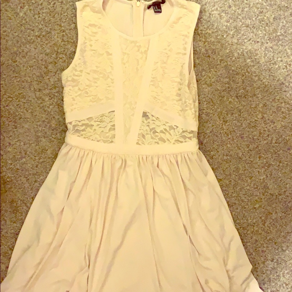 Cream lace panel dress